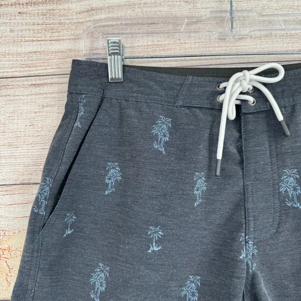 Katin Tropical Print Board Shorts Men's Size‎ 29 Gray/Blue Tie Closure
